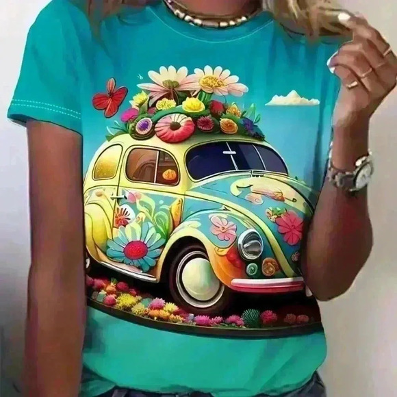 VW print short sleeve crew neck shirt - Picture 3 of 5